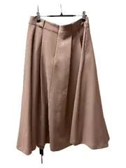 Vorschaubild 3 von Damen Faltenrock Midi Beige Gr. L Büro Klassisch Wolle Polyester