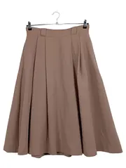 Vorschaubild 1 von Damen Faltenrock Midi Beige Gr. L Büro Klassisch Wolle Polyester