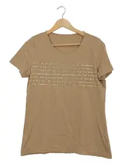Vorschaubild 1 von Damen T-Shirt Gr. 40/L Beige Schriftzug Baumwolle Casual
