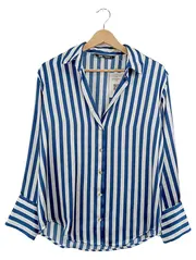 Vorschaubild 1 von Damen Bluse Hemd Blau Weiß Gestreift Langarm Maritim Gr. XS