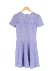 Vorschaubild 1 von Damen Spitzenkleid Gr. 34/XS Lila Elegant Feminin Kurzarm