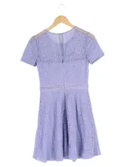 Vorschaubild 2 von Damen Spitzenkleid Gr. 34/XS Lila Elegant Feminin Kurzarm