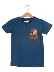 Vorschaubild 1 von Jungen T-Shirt Gr. 110 Blau Piratenschiff Applikation Baumwolle