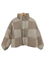 Vorschaubild 1 von Damen Steppjacke Gr. 34 Beige Kariert Casual Pufferjacke