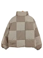 Vorschaubild 2 von Damen Steppjacke Gr. 34 Beige Kariert Casual Pufferjacke