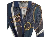 Vorschaubild 2 von Hemdblusenkleid Damen Blau Geometrisch Viskose Elegant Gr. 34