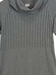 Vorschaubild 2 von Damen Strickkleid Rollkragen Grau Gr. M Zopfmuster Baumwolle