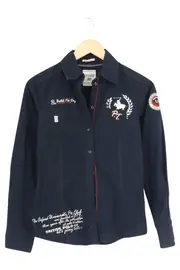 Vorschaubild 1 von Hemdbluse Damen Gr. 34/XS Blau Casual Preppy Stickerei Langarm