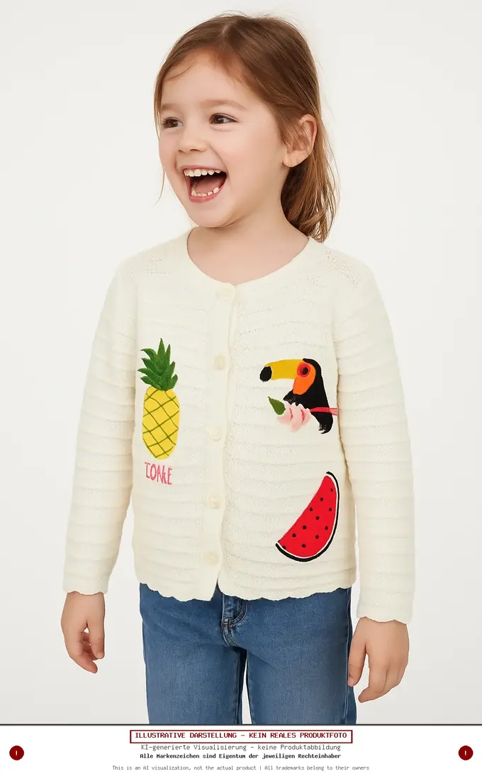 Vertbaudet Mädchen Strickjacke - Baumwolle Mit Stickereien | Rosa Mit Herzen