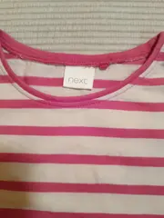 Vorschaubild 2 von Kinder T-Shirt Gr. 104 Rosa Weiß Gestreift Kurzarm Mädchen