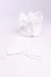 Vorschaubild 1 von Elegante Beuteltasche Weiß mit Spitze Hochzeit Braut Set mit Masken