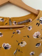 Vorschaubild 3 von Damen Freizeitkleid Gr. 34/XS Gelb Blumenmuster Midikleid