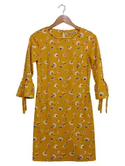 Vorschaubild 1 von Damen Freizeitkleid Gr. 34/XS Gelb Blumenmuster Midikleid