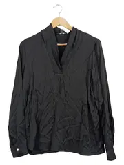 Vorschaubild 1 von Damen Bluse Langarm Schwarz Gr. 38 M Elegant V-Ausschnitt