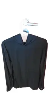 Vorschaubild 4 von Damen Bluse Langarm Schwarz Gr. 38 M Elegant V-Ausschnitt