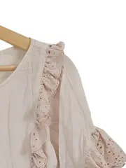 Vorschaubild 3 von Damen Bluse mit Rüschen Lochstickerei Gr. 36;S Rosa Baumwolle