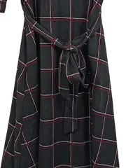 Vorschaubild 3 von Businesskleid kariert grau 3/4-Arm Schleife Gr. 44 XXL