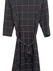 Vorschaubild 2 von Businesskleid kariert grau 3/4-Arm Schleife Gr. 44 XXL