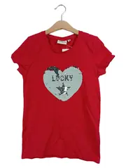 Vorschaubild 1 von Mädchen T-Shirt Pailletten Herz Rot Gr. 152