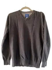 Vorschaubild 1 von Herren Pullover Grau Gr. 50/L Casual Baumwolle V-Ausschnitt