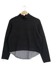 Vorschaubild 1 von Damen Pullover Gr. 40/L Schwarz Modern mit Hemd-Einsatz