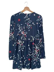 Vorschaubild 2 von Damen Freizeitkleid Gr. 36/S Blau Blumenmuster Viskose Bohemian