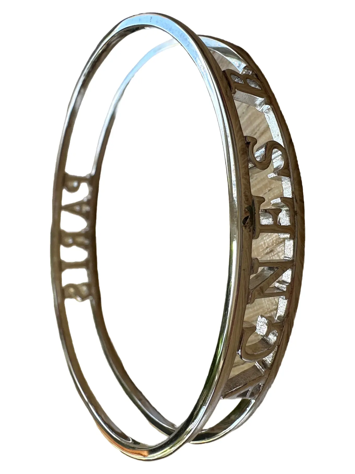 AGNÈS B. Damen Armreif Armband Silber Klassisch Schriftzug