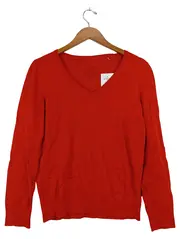 Vorschaubild 1 von EDC Damen Pullover V-Ausschnitt Rot Gr. 40/L Casual Baumwolle