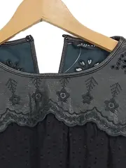 Vorschaubild 2 von Woman Damen Bluse Langarm Schwarz Elegant Gr. 38/M Lochmuster