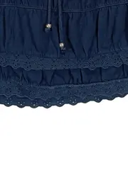 Vorschaubild 3 von Damen Minirock Gr. 36/S Blau Casual Baumwolle Rüschen Lochmuster