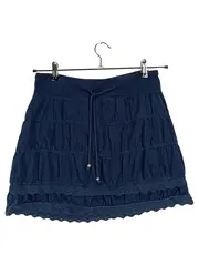 Vorschaubild 1 von Damen Minirock Gr. 36/S Blau Casual Baumwolle Rüschen Lochmuster