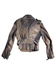 Vorschaubild 3 von Damen Lederjacke Bikerjacke Wildleder Used Look Braun Gr. 34/XS