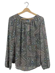 Vorschaubild 1 von Premium Damen Bluse Gr. 40 L Mehrfarbig Paisley Langarm
