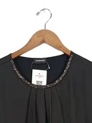 Vorschaubild 2 von Taifun Damen Bluse Gr. 40/L Schwarz Elegant mit Schmucksteinbesatz