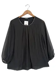 Vorschaubild 1 von Taifun Damen Bluse Gr. 40/L Schwarz Elegant mit Schmucksteinbesatz