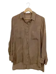 Vorschaubild 1 von Hemdbluse Damen Gr. 36/S Braun Casual Strukturmuster