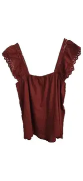 Vorschaubild 2 von Damen Top Bluse Orange Gr. 40 L Rüschen Lochmuster Freizeit