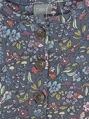 Vorschaubild 4 von Mädchen Kleid Gr. 110 Blumenmuster Waldtiere Grau Bio-Baumwolle