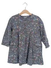 Vorschaubild 1 von Mädchen Kleid Gr. 110 Blumenmuster Waldtiere Grau Bio-Baumwolle