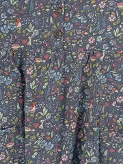 Vorschaubild 3 von Mädchen Kleid Gr. 110 Blumenmuster Waldtiere Grau Bio-Baumwolle