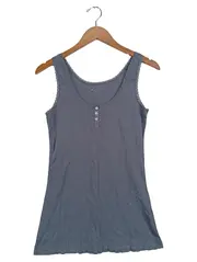 Vorschaubild 1 von Denim Damen Unterhemd Tank Top Grau Spitze Knopfleiste Gr. M