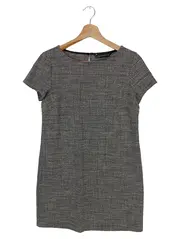 Vorschaubild 1 von Damen Businesskleid Gr. 34/XS Grau Kariert Kurzarm Elegant Büro