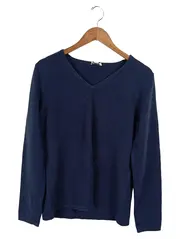 Vorschaubild 1 von Damen Pullover V-Ausschnitt Langarm Gr. 42/XL Blau Casual