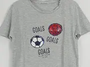 Vorschaubild 3 von Kinder T-Shirt Grau 128/134 Casual Fußball Basketball Print Pailletten