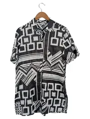 Vorschaubild 1 von Damen Hemdbluse Gr. 42 Kurzarm Schwarz-Weiß Grafisch Modern