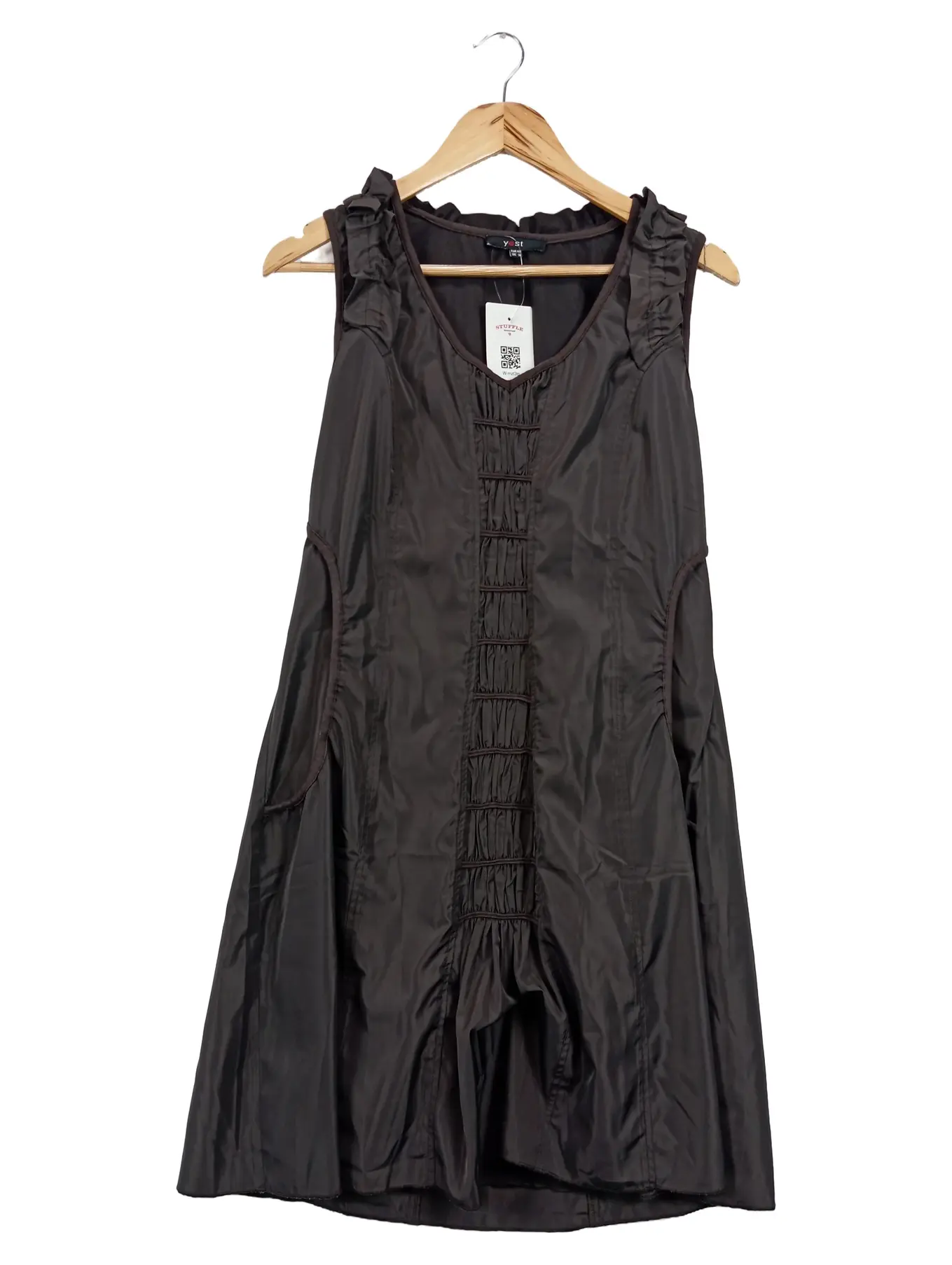 YEST Damen Festliches Kleid Gr. 42 Braun Elegant Ärmellos Midikleid