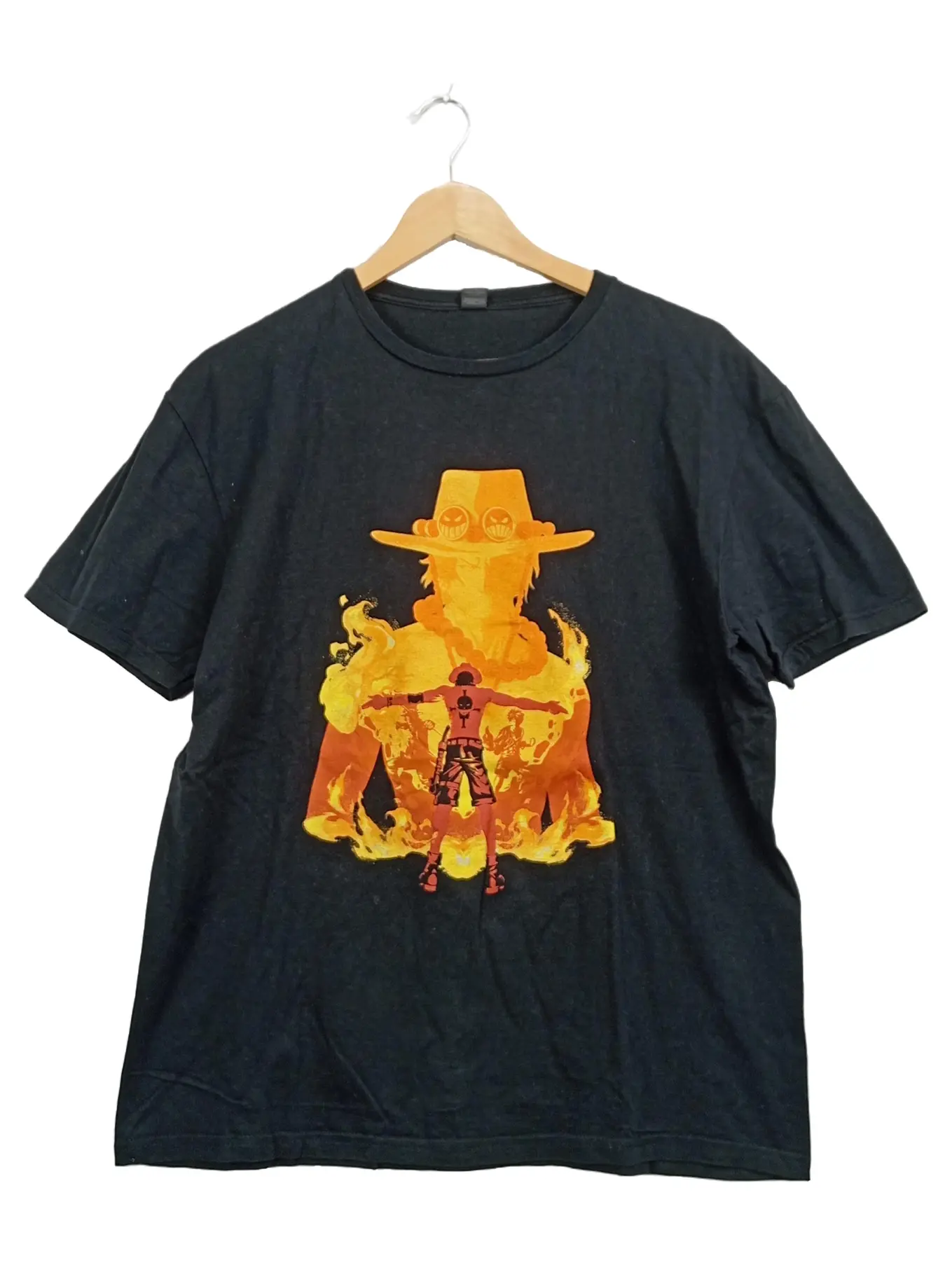 GILDAN T-Shirt One Piece Portgas D. Ace Feuer Anime Herren Gr. L Schwarz