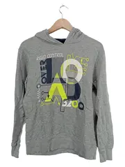 Vorschaubild 1 von Kinder Kapuzenpullover Hoodie Gr. 158 Grau Grafik Print Baumwolle