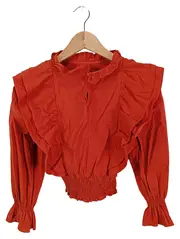 Vorschaubild 1 von Damen Hemdbluse Orange Rüschen XS Baumwolle Elegant