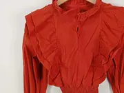 Vorschaubild 2 von Damen Hemdbluse Orange Rüschen XS Baumwolle Elegant